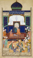 Derwisze tańczą do muzyki przed swoim Shaikiem i uczniem, z Khamsah księcia Khusrau, Matla al-Anvar, 1485 (890 Hijra)