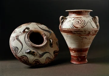Sztuka mykeńska: wazony ceramiczne. 1400 p.n.e. Muzeum Agory, Ateny, Grecja