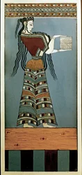 Sztuka mykeńska: Kobieta-kurtyzana z Myken. Fresk z Tyrins, oryginał z XIII w. p.n.e. (fresk)