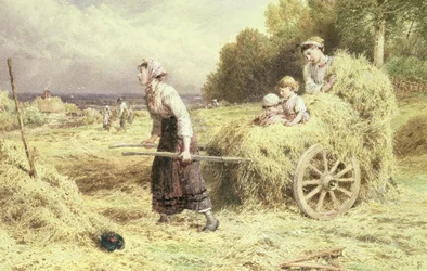 Haytime, ok. 1860 r. (akwarela i farba do ciała na papierze)