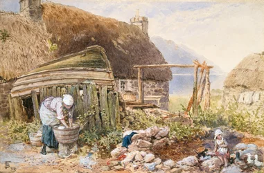 Dzień prania w Balmarcara, ok. 1860 r. (akwarela na papierze)