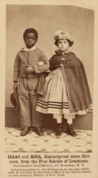 Isaac i Rosa, wyemancypowane dzieci niewolników z wolnych szkół w Luizjanie, 1863-1864 (zdjęcie)