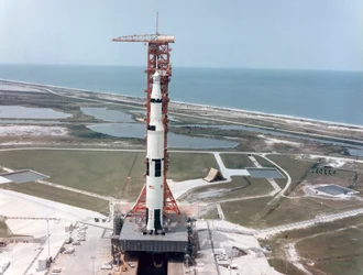 Apollo 15 na wyrzutni w Kennedy Space Center na Florydzie, USA, 1971.