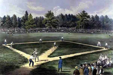 Amerykańska narodowa gra w baseball, wielki mecz o mistrzostwo na Elysian Fields, Hoboken, N.J. 1866