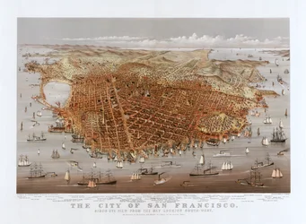 Miasto San Francisco autorstwa Currier & Ives, c.1878 (kolor lito)
