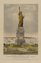 Statua Wielkiego Bartholdiego, Wolność oświecająca świat, Dar Francji dla narodu amerykańskiego, c.1885 (chromolitografia)