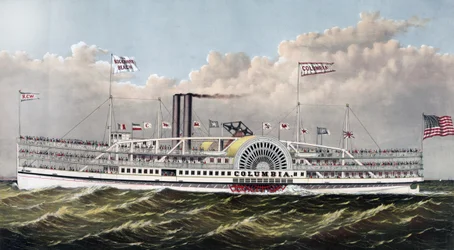 parowiec Columbia: „klejnot oceanu” Wyd. Currier & Ives, c1877.