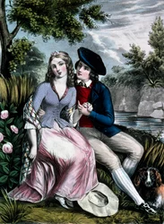 szkocki poeta Robert Burns uwodzący swoją góralkę Mary Campbell