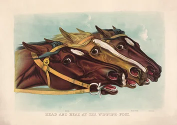 Head and Head at the Winning Post autorstwa Currier & Ives