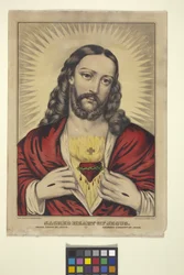 Najświętsze Serce Jezusa (litografia ręcznie kolorowana)