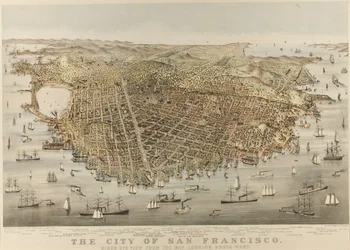 Miasto San Francisco – widok z lotu ptaka z zatoki, patrząc na południowy zachód
