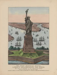Statua Wielkiego Bartholdiego – Wolność oświecająca świat, 1885 (litografia ręcznie kolorowana)