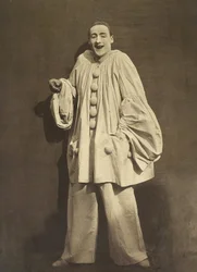 Pierrot Laughing (francuski mim Charles Deburau), fot. Gaspard-Felix Tournachon aka Nadar, c. 1855