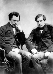 francuscy pisarze bracia Edmond i Jules de Goncourt ok. 1930 r. 1855 zdjęcie autorstwa Nadara