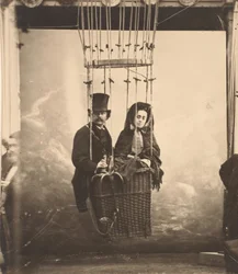 [Nadar ze swoją żoną Ernestyną w balonie], ok. godz. 1865, drukowane lata 90. XIX wieku.