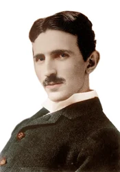Portret Nikoli Tesli (1856-1943) (Nikolaj) - urodzonego w Chorwacji serbskiego inżyniera, fizyka i wynalazcy - fotografia Napoleona Sarony