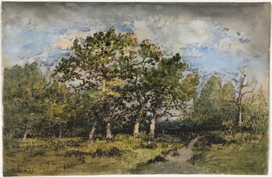 Pejzaż, ok. 1860 (akwarela i gwasz z piórem, brązowym tuszem i grafitem)