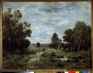 ""Pejzaż jesienny w Fontainebleau"" (Jesień w Fontainebleau) Obraz Narcisse Virgilio Diaz de la Pena (1807-1876) 1872 Muzeum Puszkina, Moskwa