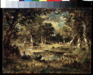 „Pejzaż leśny” (Leśne bagno) Obraz Narcisse Virgile Diaz de la Pena (1807-1876) 1870 Muzeum Puszkina, Moskwa