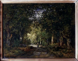 Droga przez las. Obraz Narcisse Diaz de la Peña (1807-1876), XIX wiek. Olej. 0,24 x 0,32 m