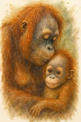 Czuły uścisk orangutana