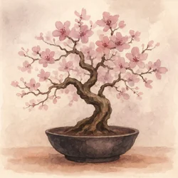 Bonsai z różową wiśnią