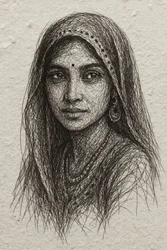 Spokojny portret pióra z Indii