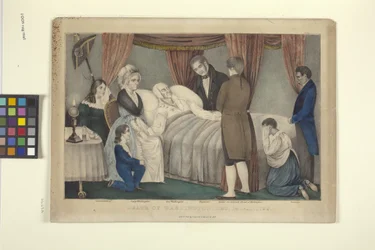 Death Of Washington (litografia ręcznie kolorowana)