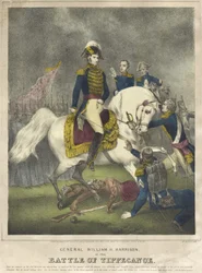 Generał William H. Harrison w bitwie pod Tippecanoe, wyd. 1840