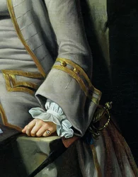 James Grant of Grant, John Mytton, Honorable Thomas Robinson i Thomas Wynne, ok. 1760 detal z 162478 olej na płótnie
