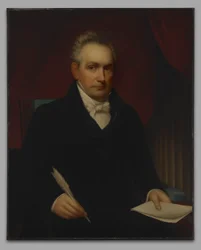 Czcigodny Roger Minnot Sherman (1773-1844), B.A. 1792, M.A. 1795, LL.D. 1829, (kopia po jego wcześniejszym portrecie z 1840 r.)