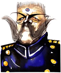 Paul von Hindenburg – urodzony w Polsce, niemiecki generał i prezydent (1847-1934); kolorowa karykatura