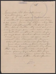 List Nelsona Jordana do Julii Womack z kopertą, 16 listopada 1909 r.