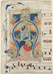 Fragment antyfonarza z historycznym inicjałem A: Chrystus w majestacie, 1308.