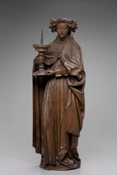 Anioł trzymający świecznik, ok. 1480-1500 (dąb)