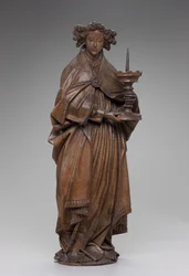 Anioł trzymający świecznik, ok. 1480-1500 (dąb)