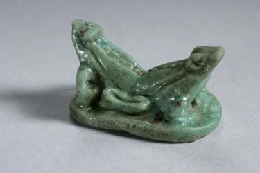 Skarabeid z dwóch zrośniętych żab, 18-19 dynastia, 1540-1186 pne (fajans) (od spodu patrz 270367)
