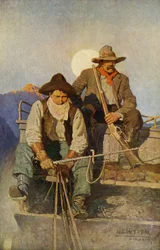 Woźnica i strażnik z armią przemierzającą zachodnie regiony. Reprodukcja obrazu N.C. Wyetha.