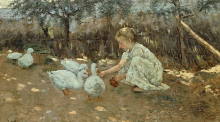 Stadko gęsi, ok. 1892, Niccolo Cannicci (1846-1906), olej na płótnie, 40,5x70,5 cm.