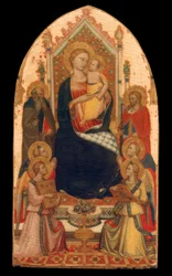 Madonna na tronie z aniołami i świętymi