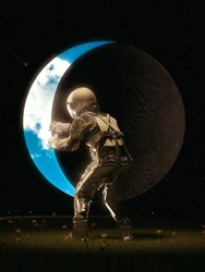 Astronauta trzymający Księżyc