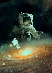 Astronauta nad galaktyką