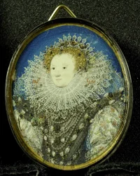 Elżbieta I królowa Anglii, ok. 1600 (pergamin, srebro i szkło)