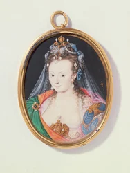 Miniatura Arabelli Stuart, księżnej Lennox, 1593 (wc na welinie)