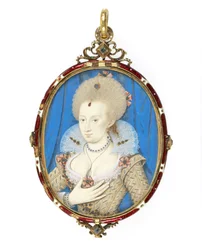 No.3855 Anna Duńska (1574-1619) żona króla Jakuba I z Anglii, ok. 1610 (welum na karcie do gry) (patrz przypadek 109671)