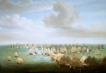 Bitwa pod Trafalgarem, 21 października 1805, początek akcji, ok. 1808 (olej na płótnie)
