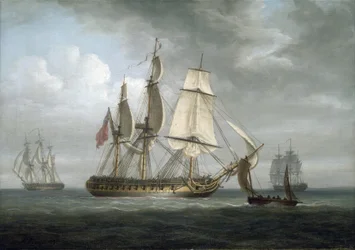 Fregata "Triton", zbudowana w Deptford (Anglia) w 1796 roku, wraz z innymi statkami. Olej na płótnie