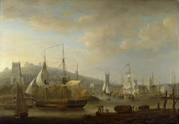 Widok na port w Bristolu z katedrą