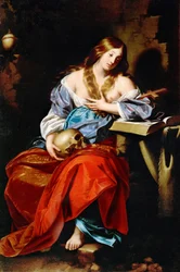 Marie Madeleine - Maria Magdalena, przez Renieri (Regnier), Niccolo (ok. 1590-1667). olej na płótnie, ok. 1655. Wymiar: 185x123,5 cm. Muzeum Historii Sztuki, Wiedeń