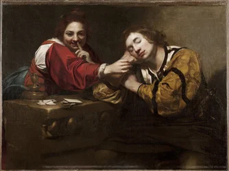 Scena wróżenia (Sen obudzony przez młodą kobietę), Renieri, Niccolo (Nicolas Regnier) (ok. 1590-1667). olej na płótnie